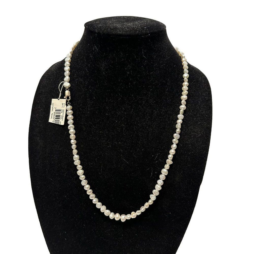 24”  Natural White Pearl Beaded  Necklace  Sterling Silver Clasp Elegant Wedding